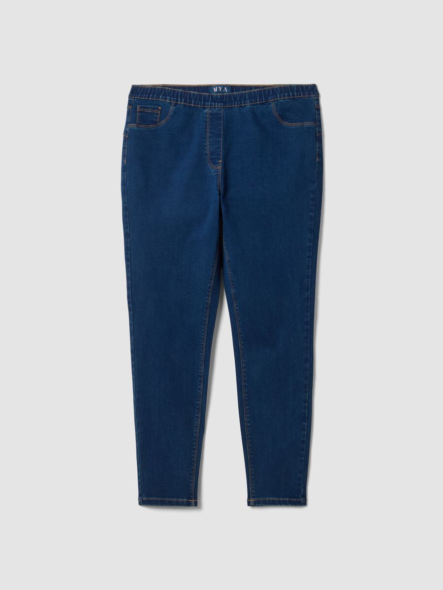 Blue skinny jeggings in stretch cotton and viscose_0