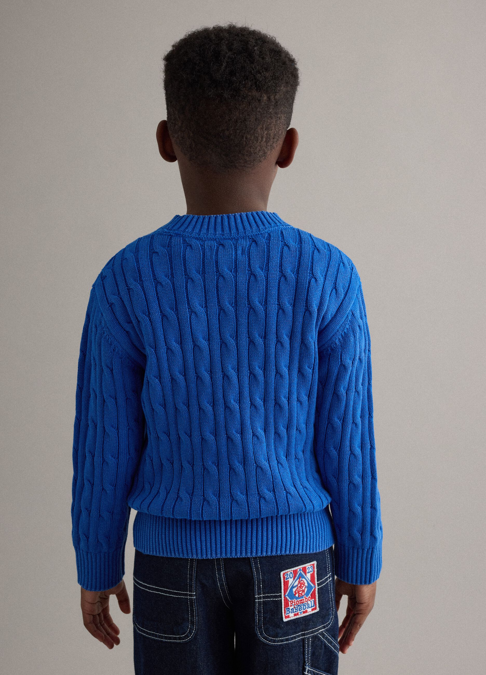 Kids' blue regular fit pure cotton pullover
