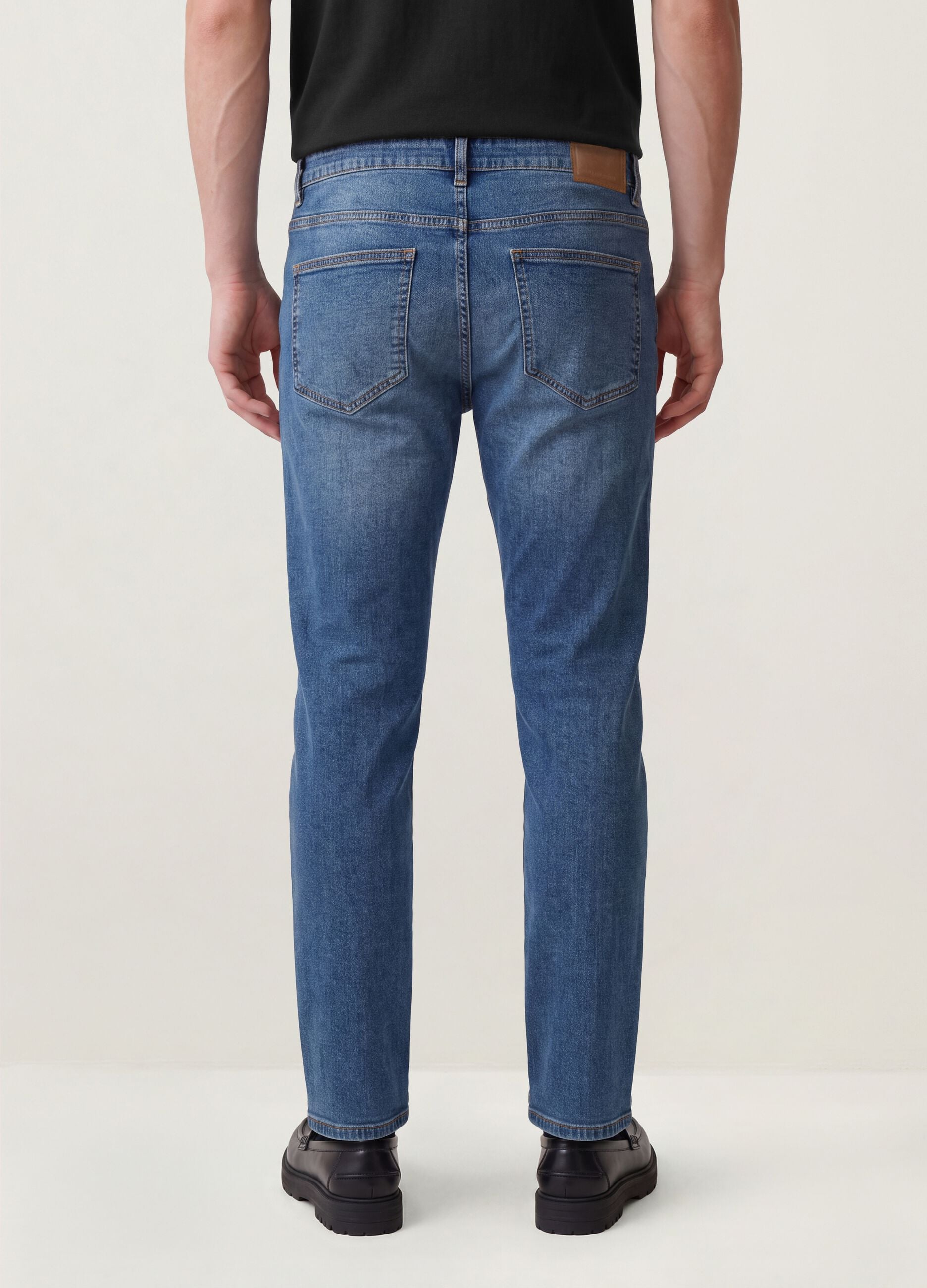 Blue slim-fit stretch cotton jeans
