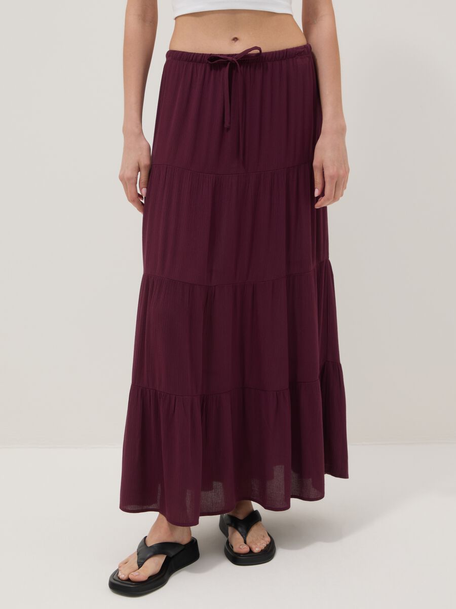 Long purple skirt in pure viscose_1