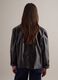 Shiny black regular fit jacket with collar and buttons_3