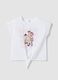 White stretch cotton T-shirt with knot and Toy Story print for girls_1