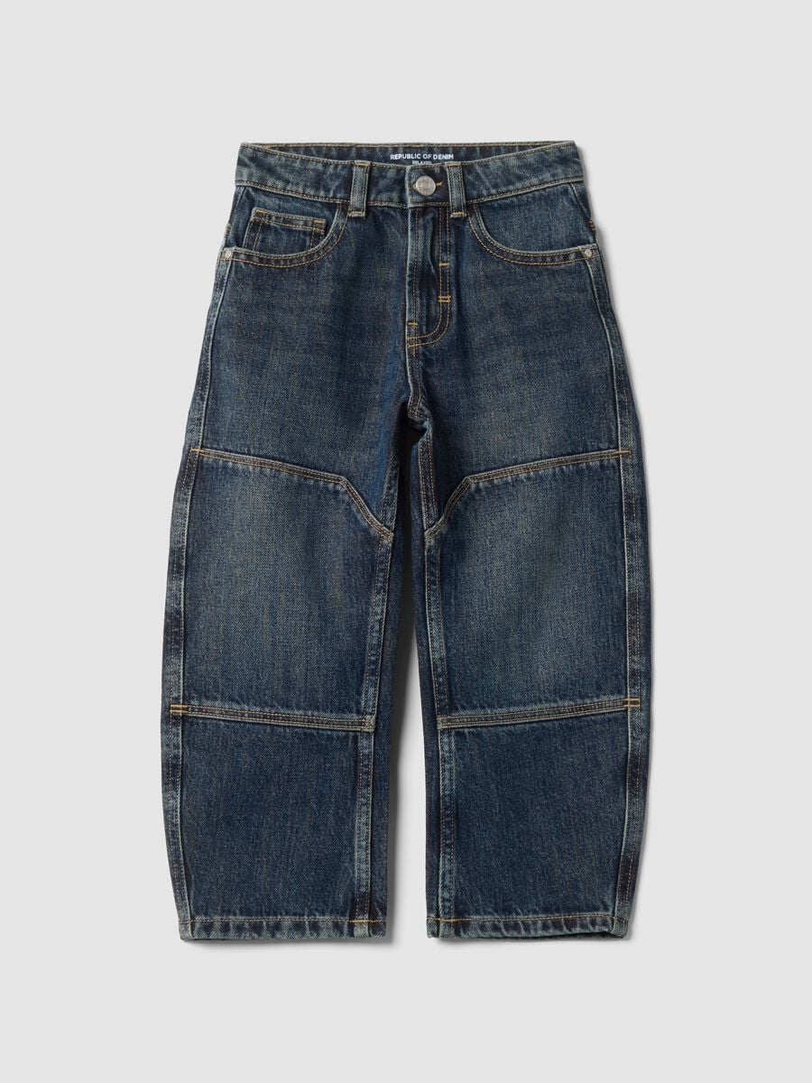 Blue relaxed-fit pure cotton jeans for boys_1