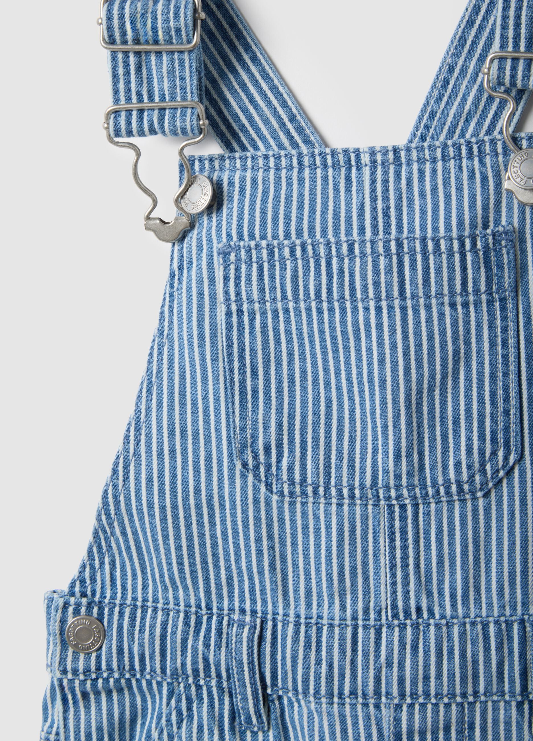 Pure cotton regular fit baby dungarees with blue stripes