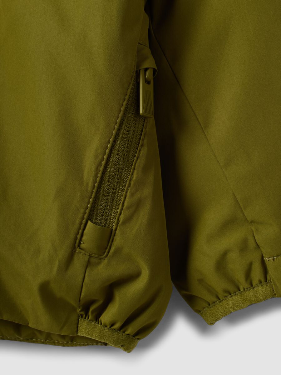 Giacca idrorepellente verde con cappuccio e zip regular fit per bimbo_2