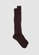 Brown ribbed long socks in pure cotton_0