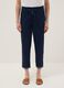 Regular fit blue denim cotton paper bag trousers_1