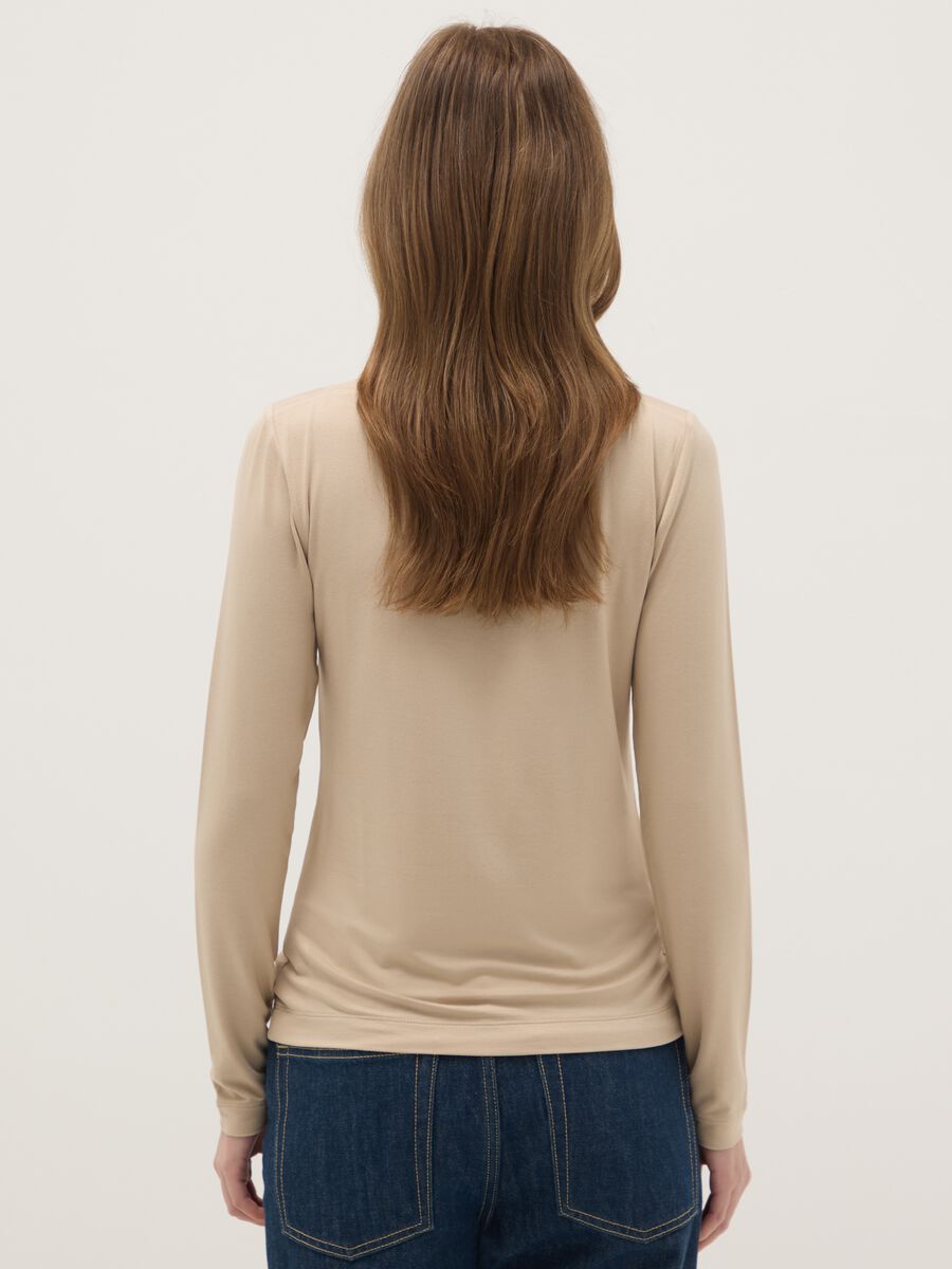 Beige crew neck long sleeve regular fit top_2