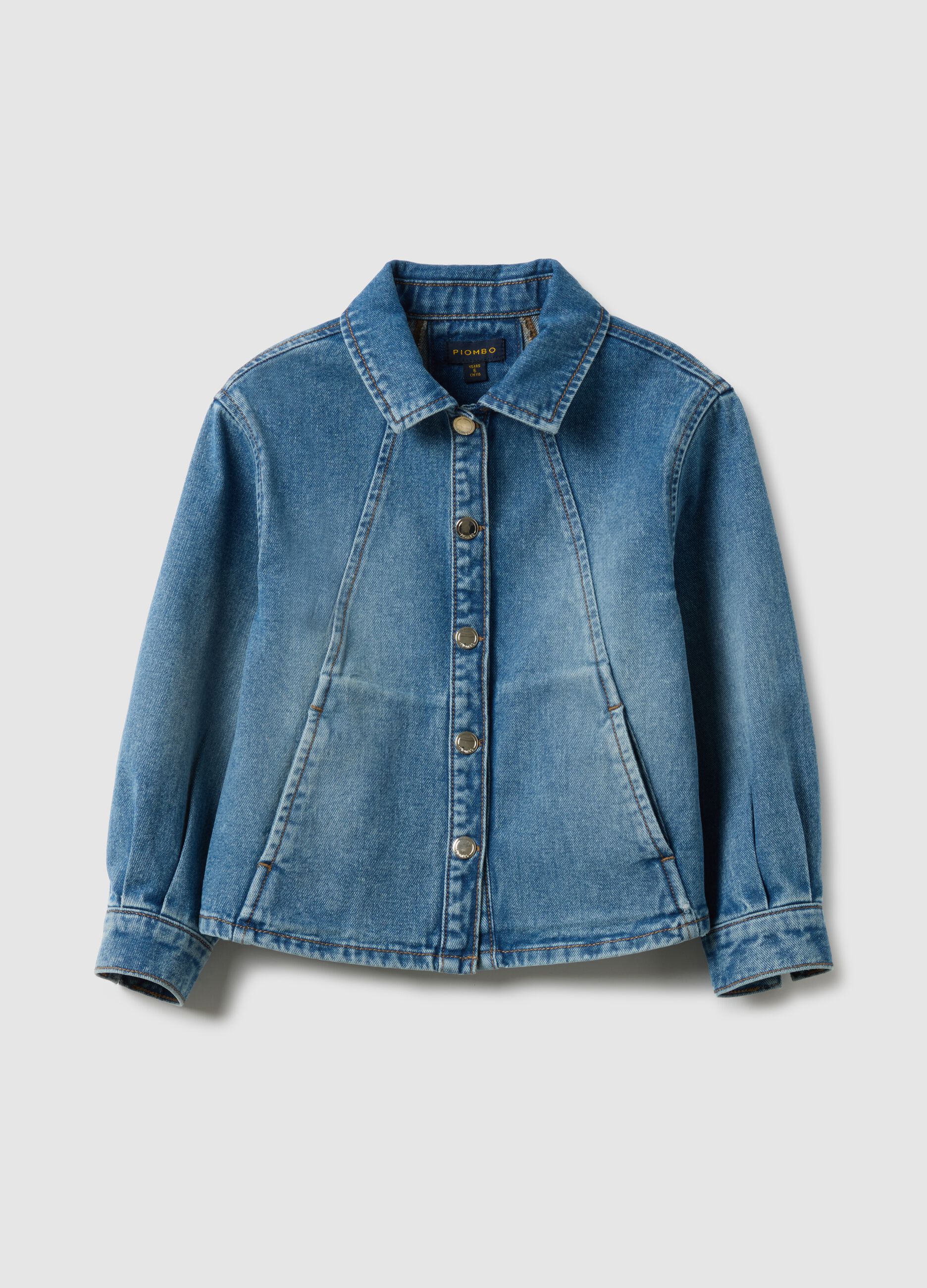 Girls' regular fit blue denim cotton jacket