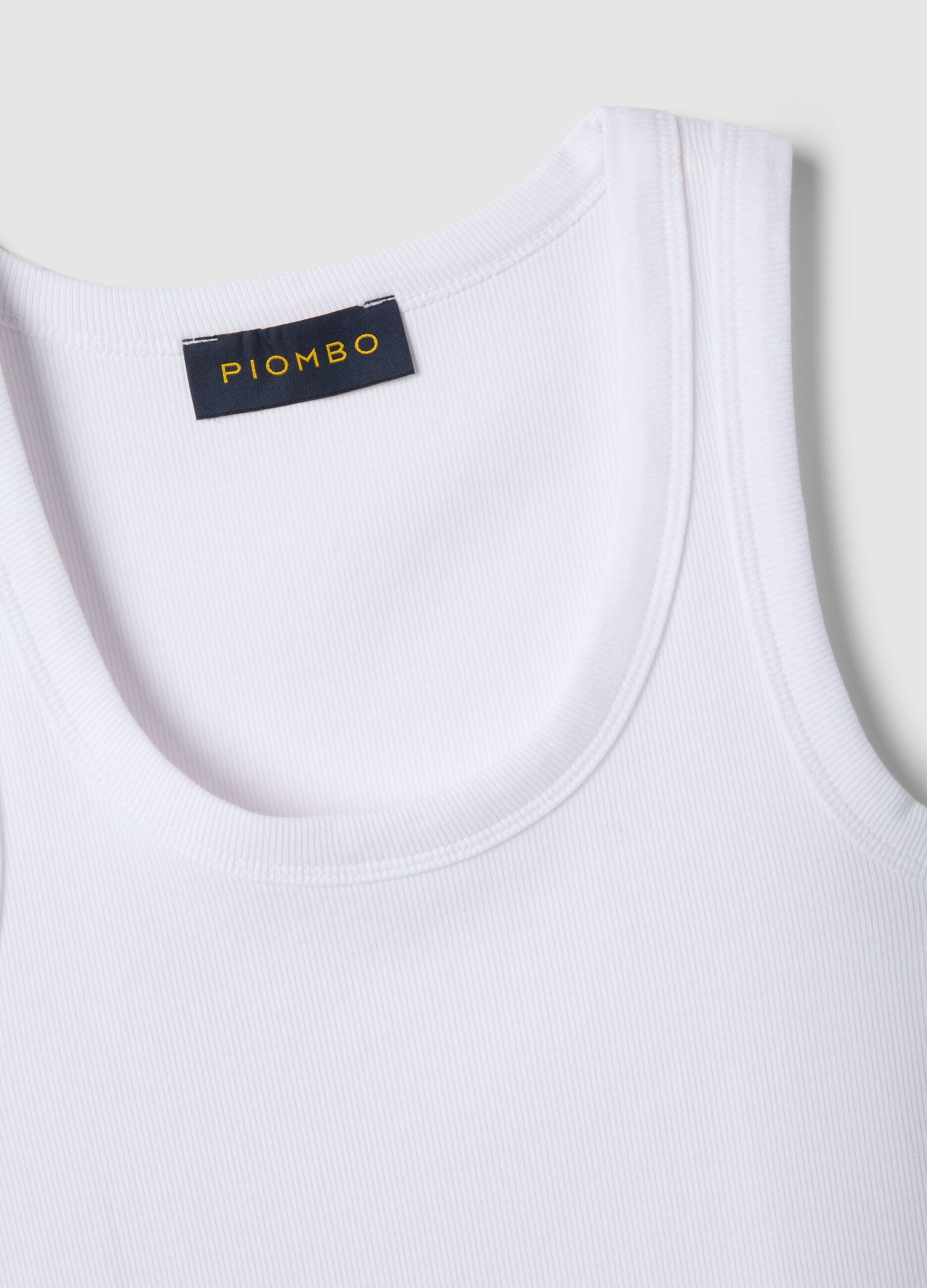 White stretch cotton tank top regular fit