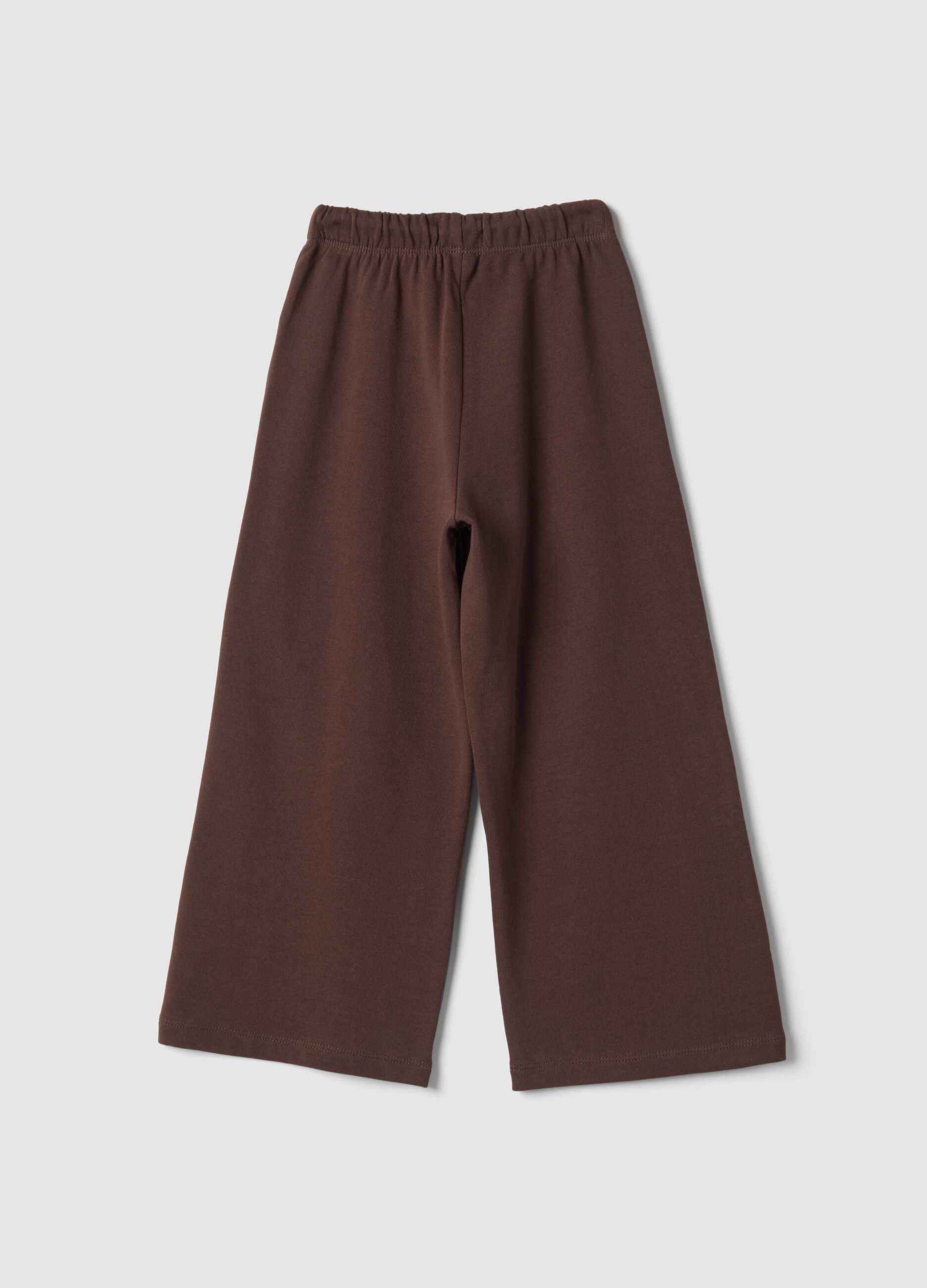 Brown wide-leg pure cotton trousers
