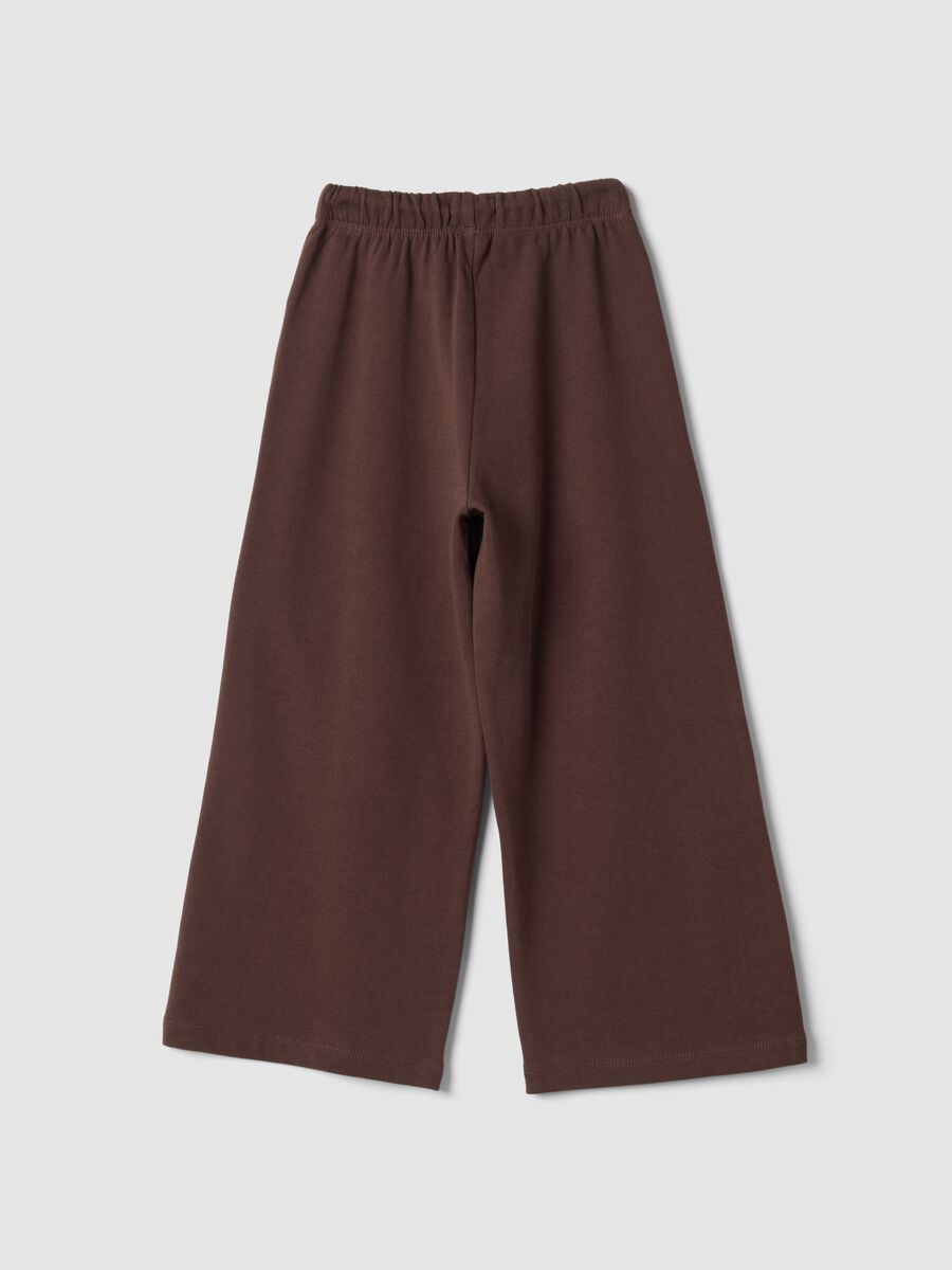 Brown wide-leg pure cotton trousers_1