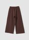 Brown wide-leg pure cotton trousers_1