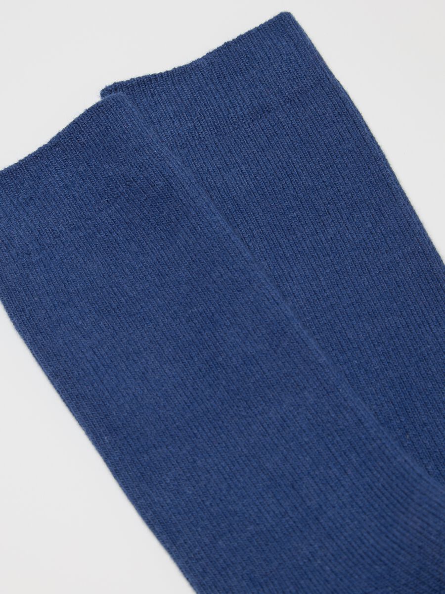 Blue Midi Cotton Blend Socks_1
