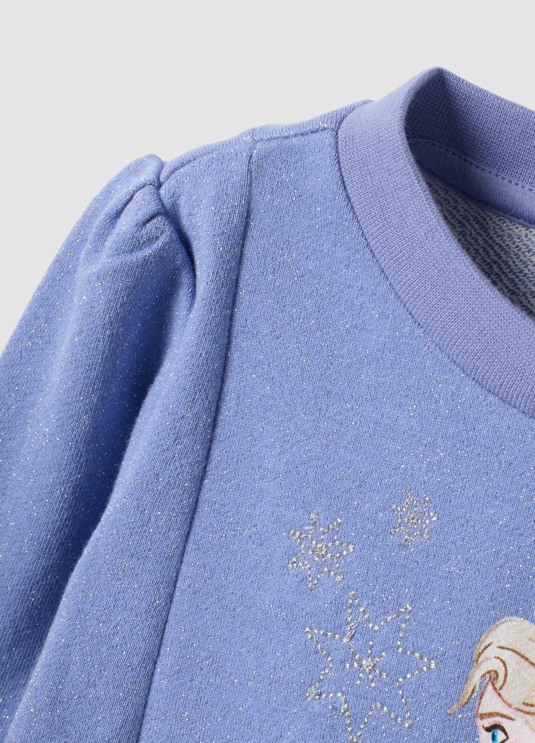 Purple cotton-blend dress with Frozen print and glitter for girls