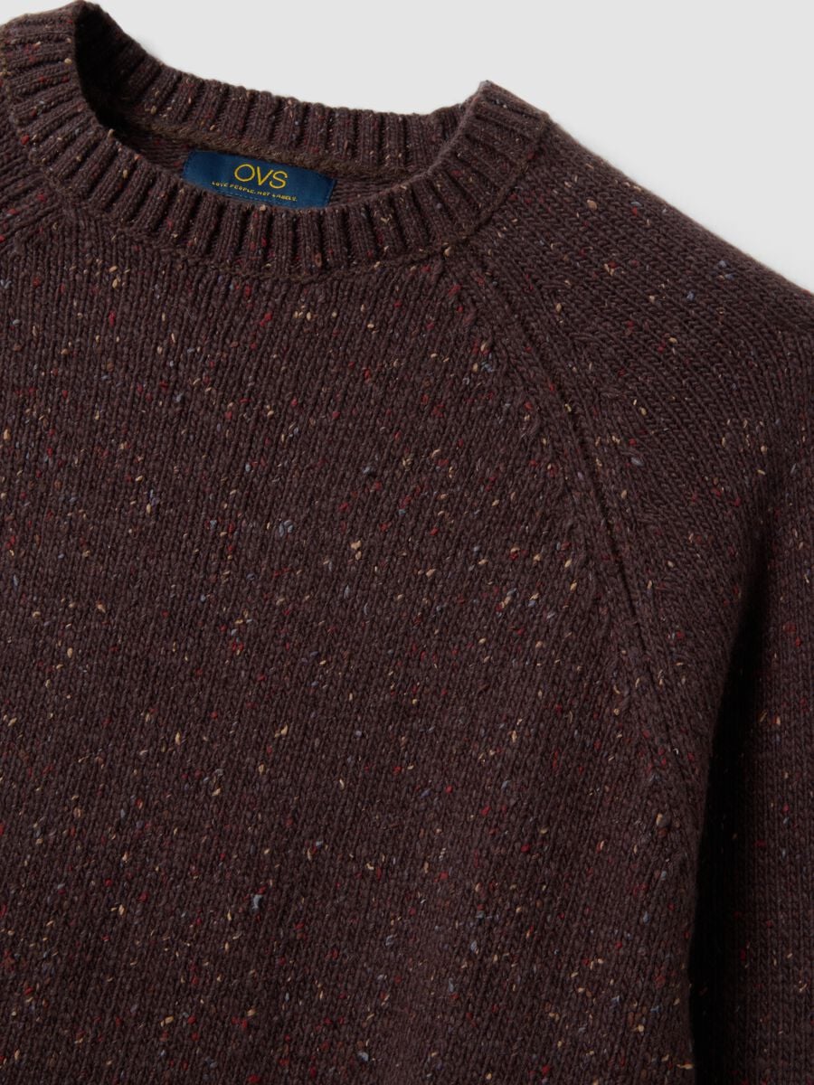 Brown cotton and wool-blend crew-neck jumper_1