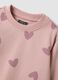 Pink pure cotton sweatshirt with heart print and crew neck for girls_3