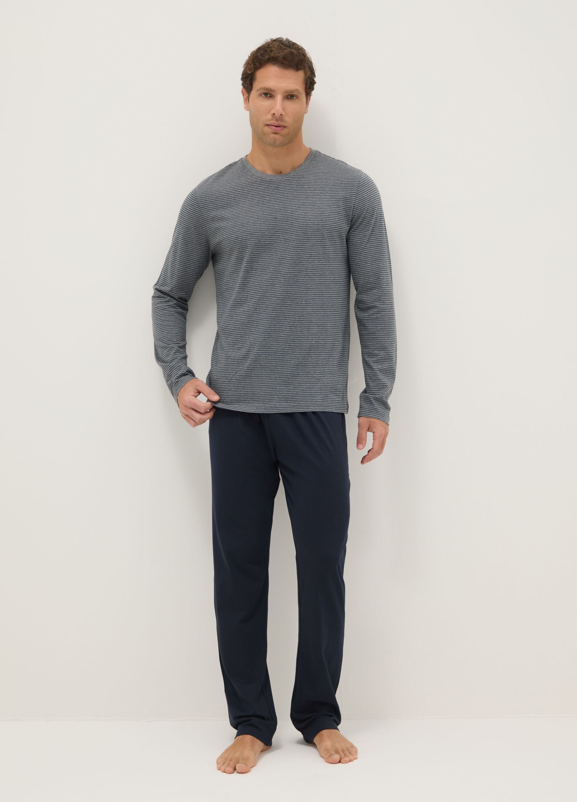 Long pyjamas in pure multicolour cotton regular fit