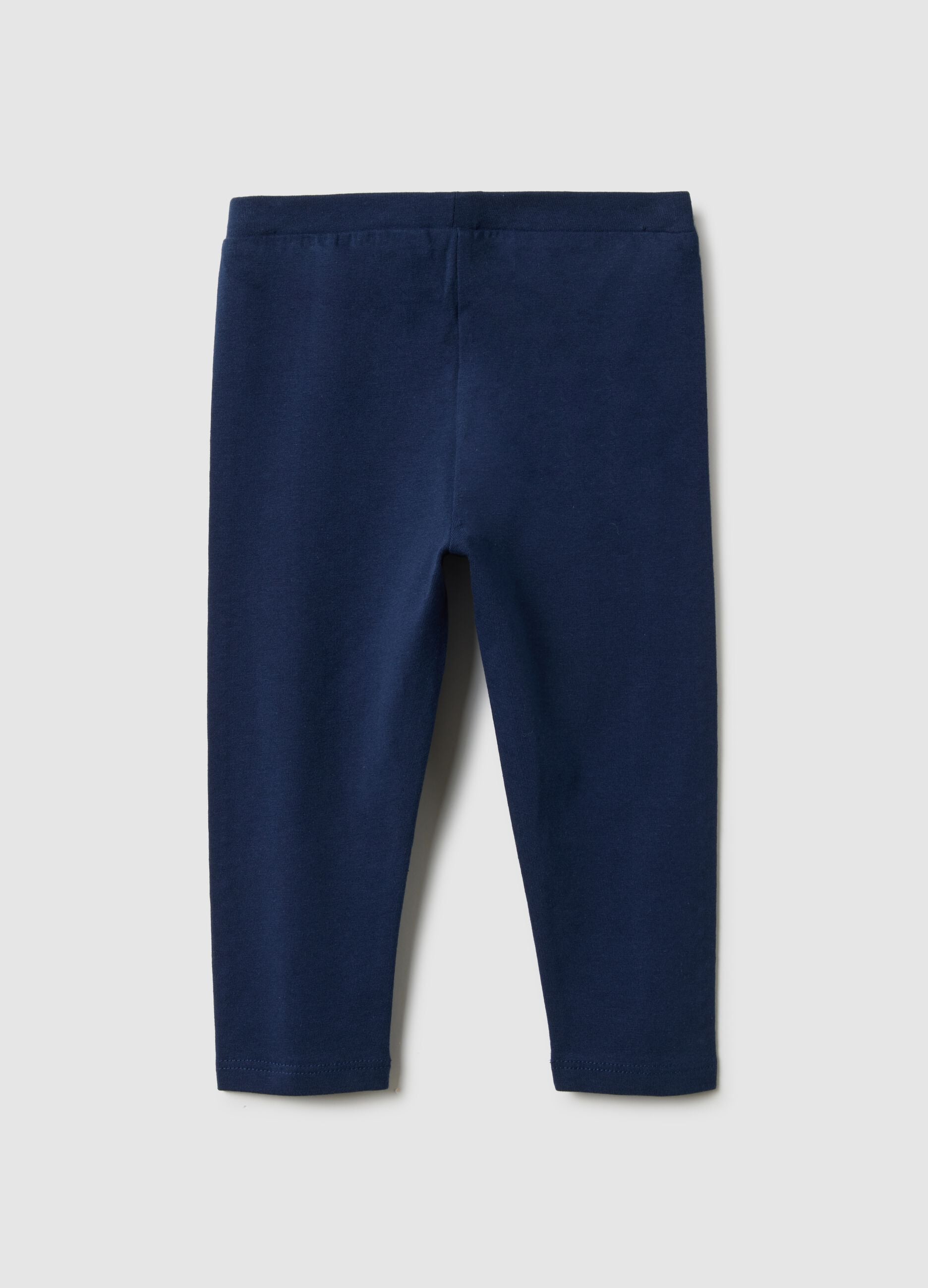 Girls' Slim Fit Blue Stretch Cotton Leggings