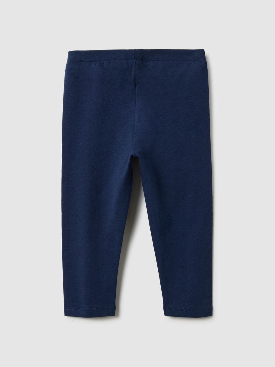 Leggings in cotone elasticizzato blu da bimba slim fit_1