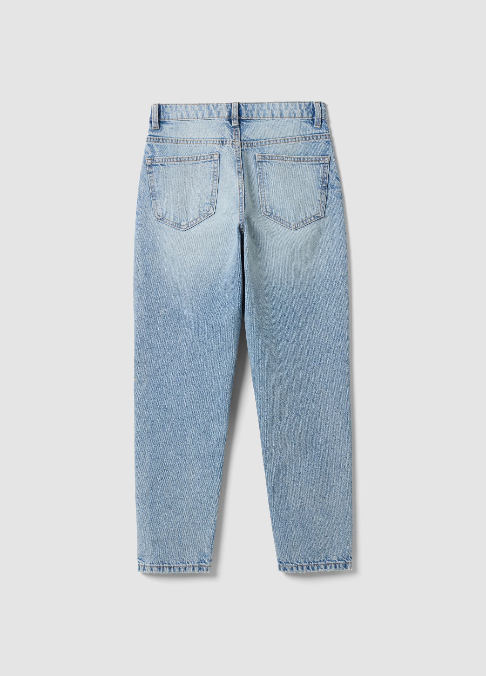 High-waisted pure cotton mom-fit denim jeans