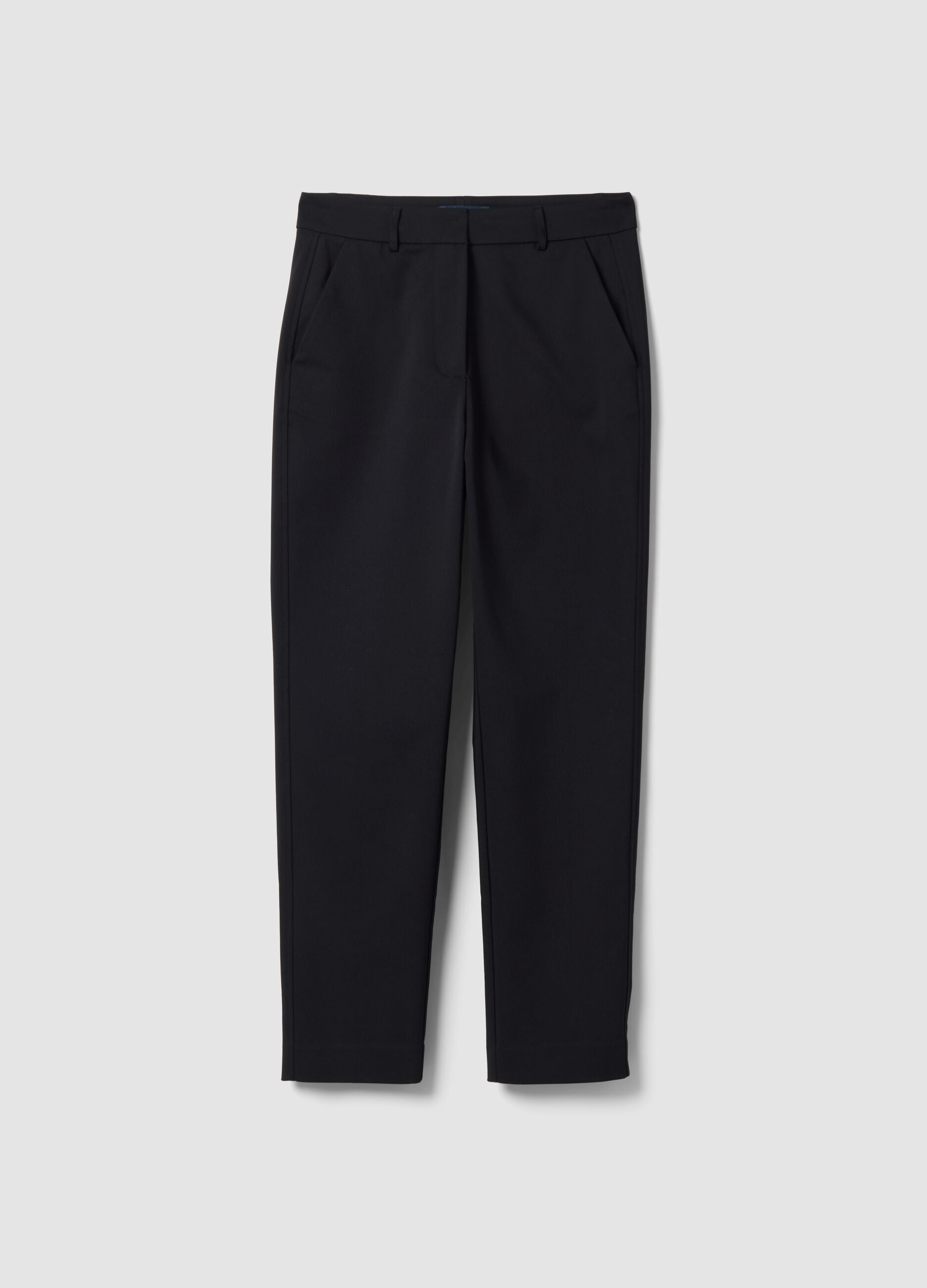 Black slim-fit stretch cotton trousers