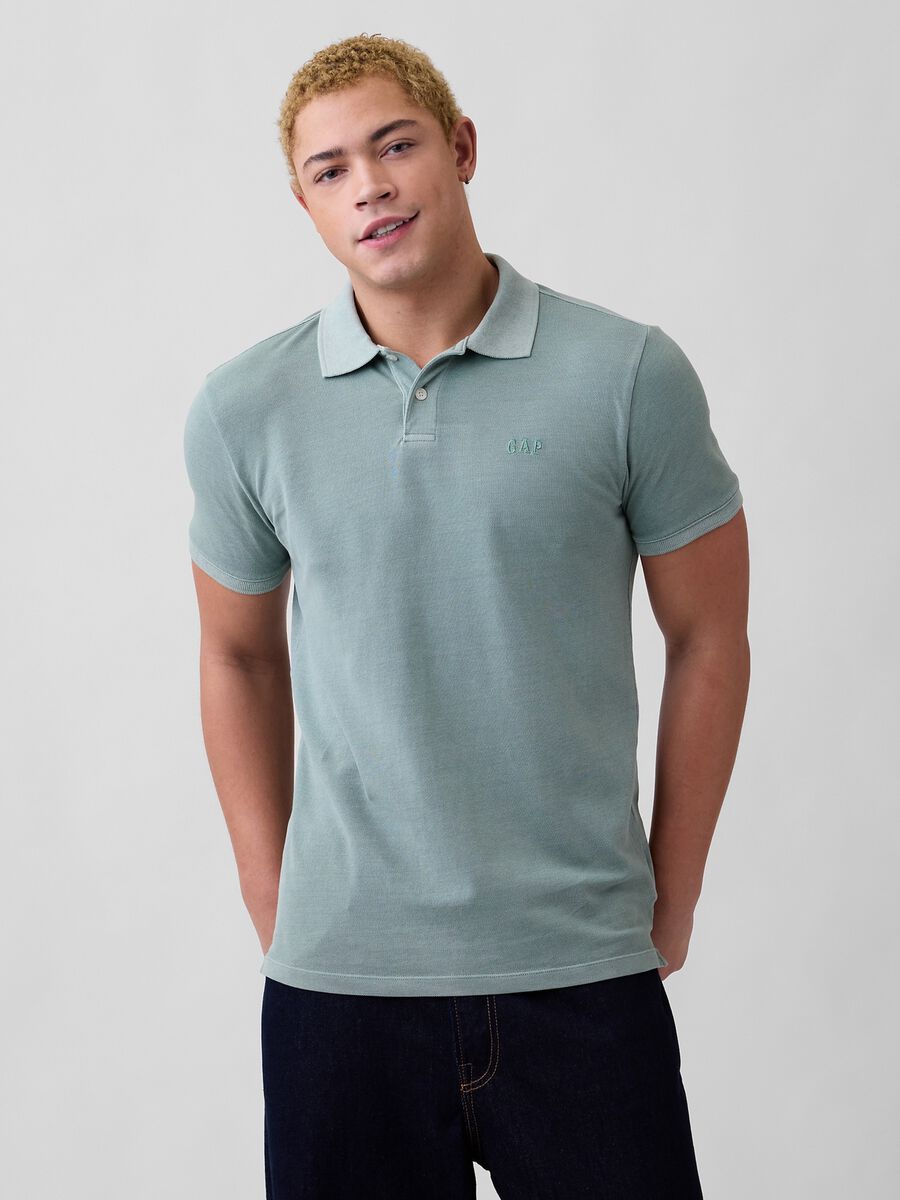 Short-sleeved cotton polo shirt_0
