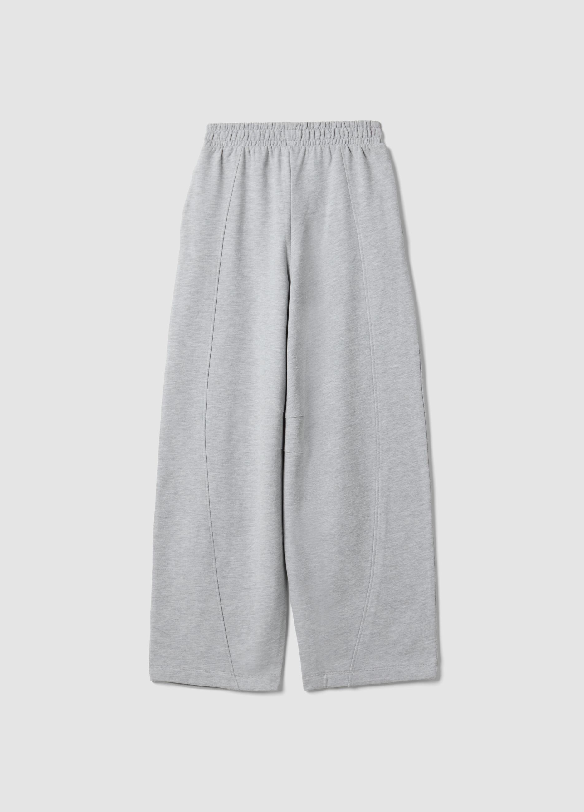 Grey wide-leg trousers in a cotton-viscose blend for girls