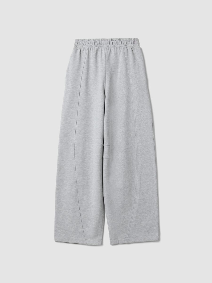 Grey wide-leg trousers in a cotton-viscose blend for girls_4
