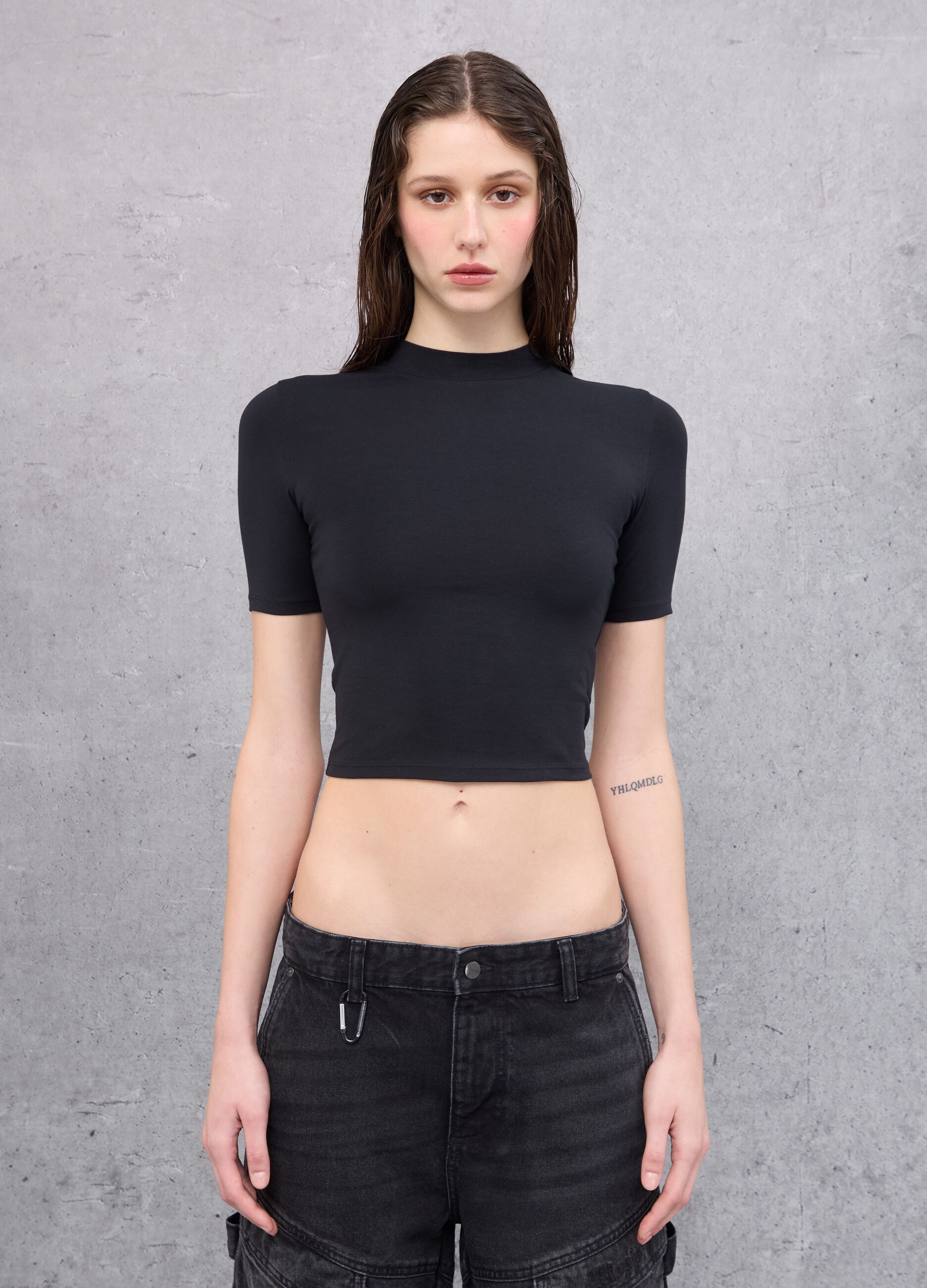 Mockneck T-shirt Black
