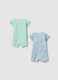 Newborn multicolour cotton romper twin pack with dinosaurs_1