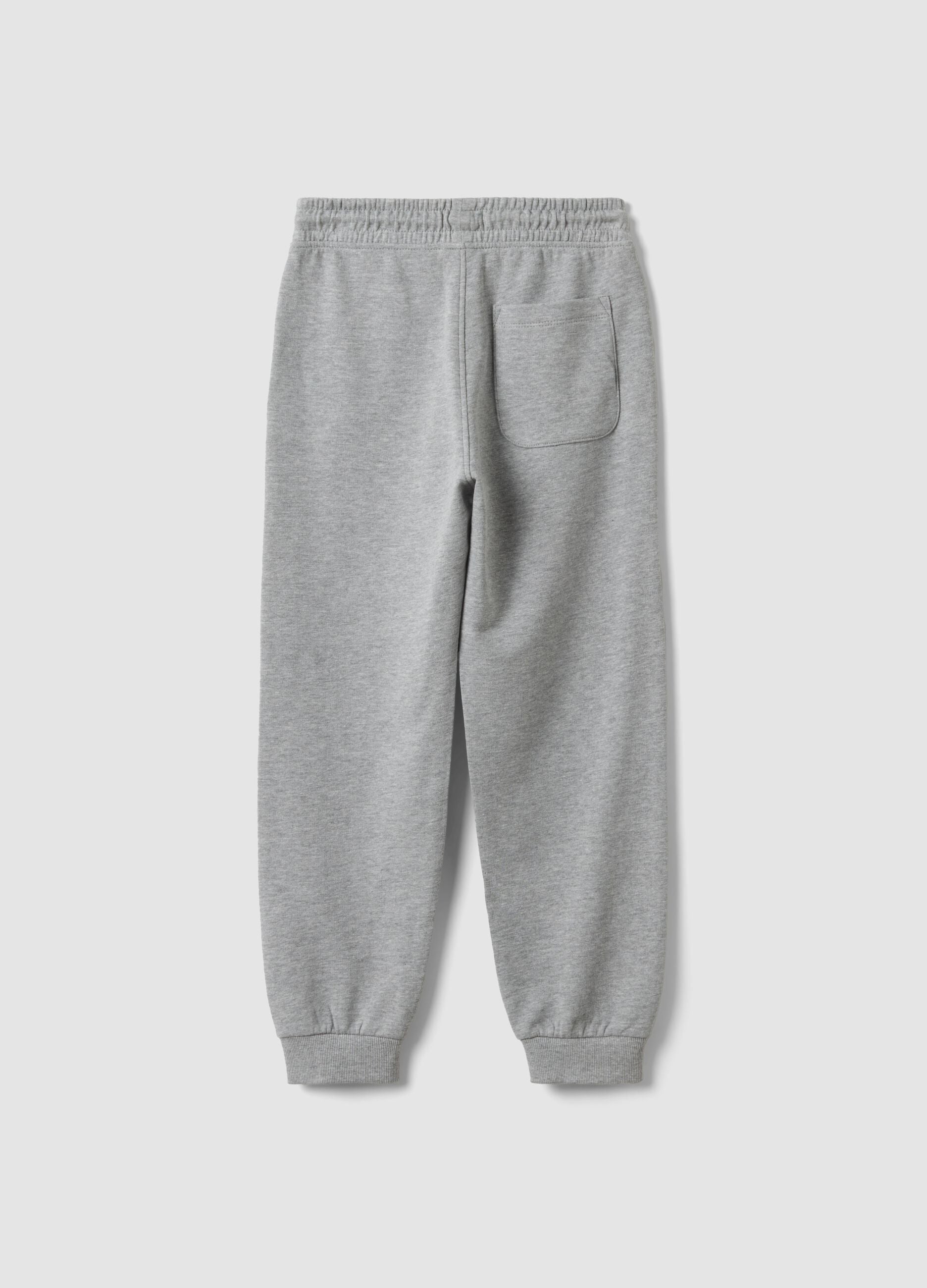 Grey cotton and viscose blend joggers with contrast print for boys