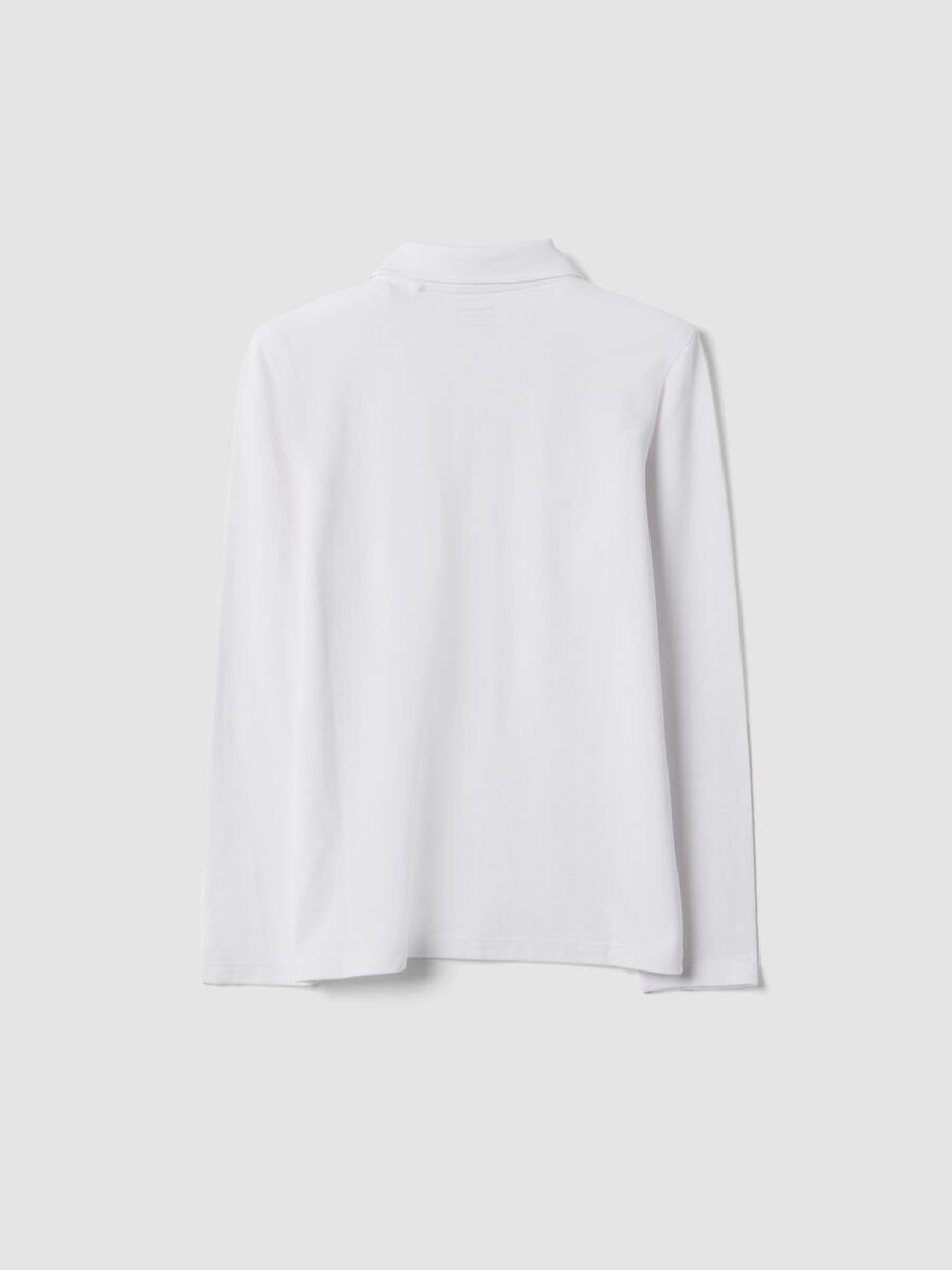 Polo bianca in piquet di puro cotone organico regular fit per ragazzo_1