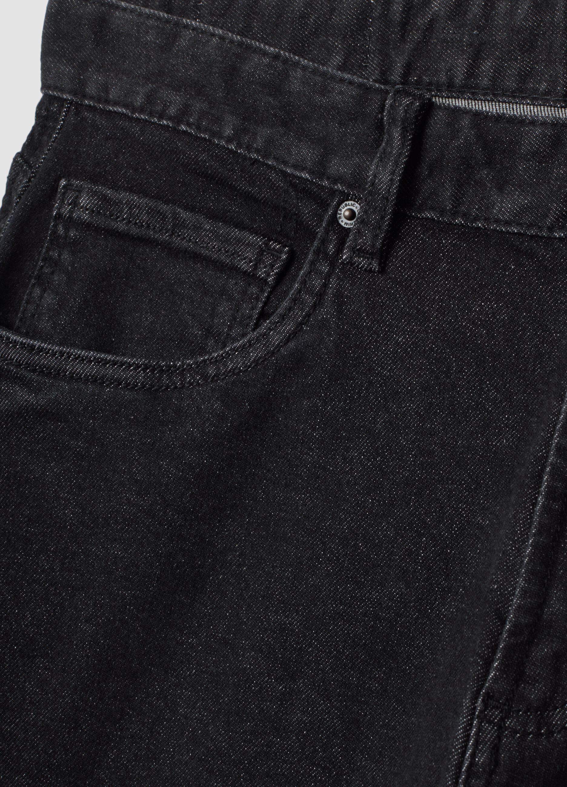 Black stretch-cotton denim jeans, regular fit