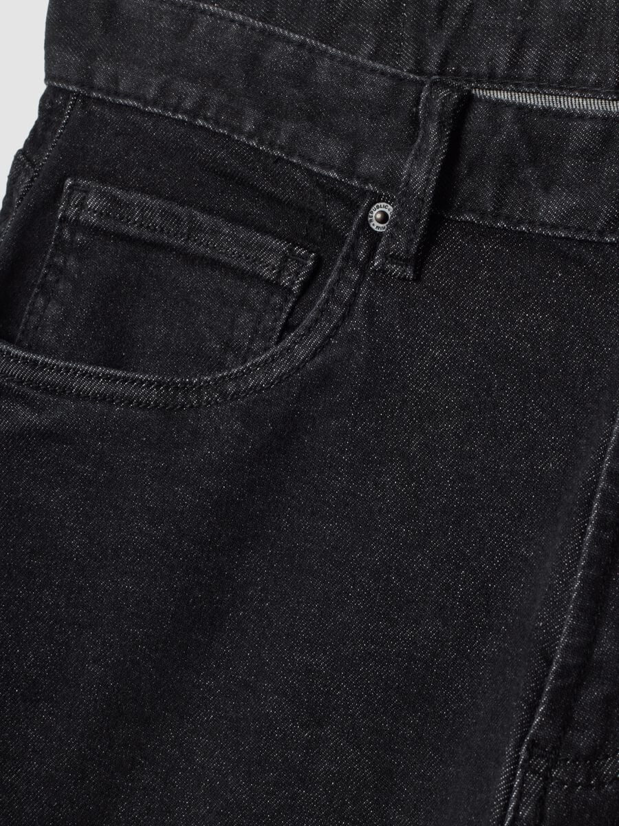 Black stretch-cotton denim jeans, regular fit_1