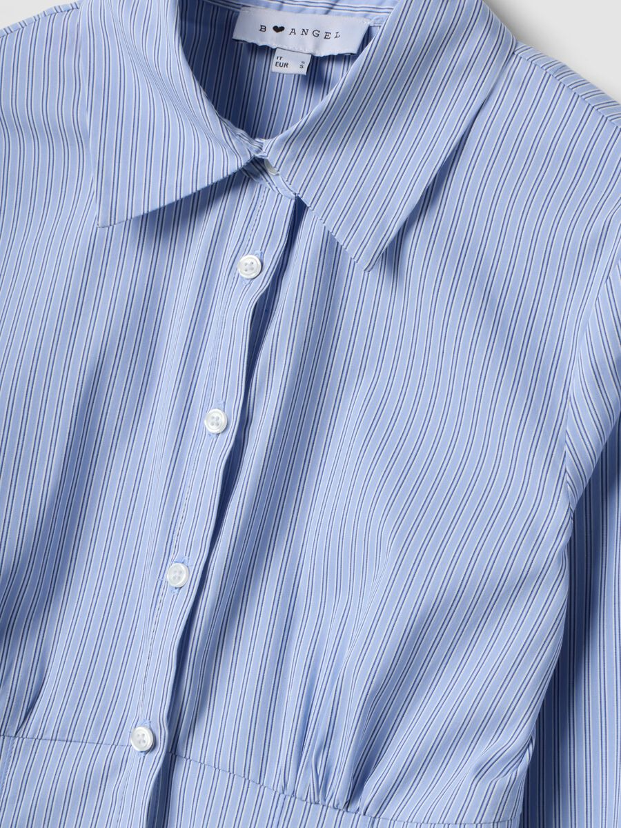 Blue striped slim-fit stretch cotton shirt_5