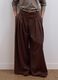 Brown wide-leg formal trousers in stretch viscose with belt_1