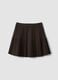 Brown micro-check pleated skirt in stretch viscose_4