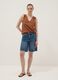 Brown pure cotton V-neck blouse, regular fit_1