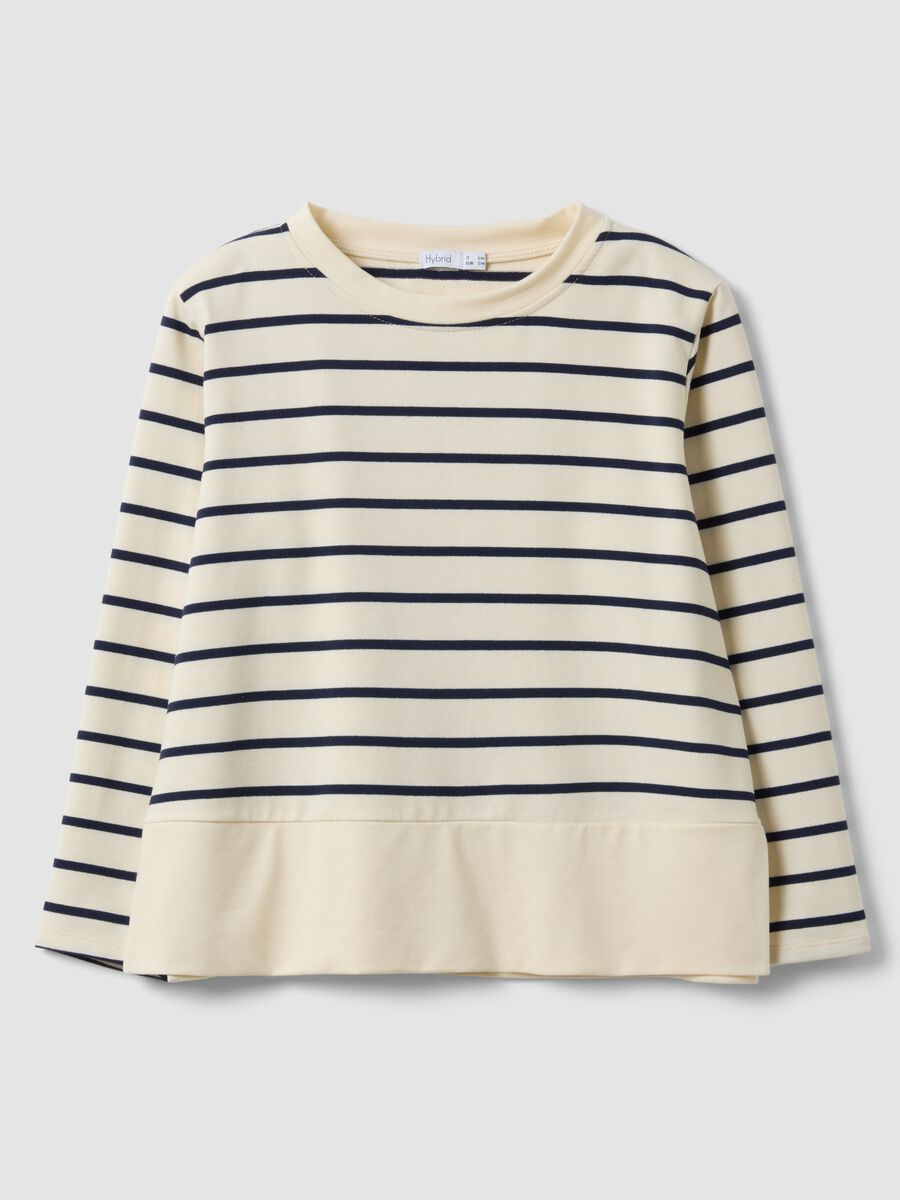 White cotton-stretch top with blue stripes, regular fit_4