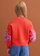 Red pure cotton crew-neck jumper with floral pattern for girls_2