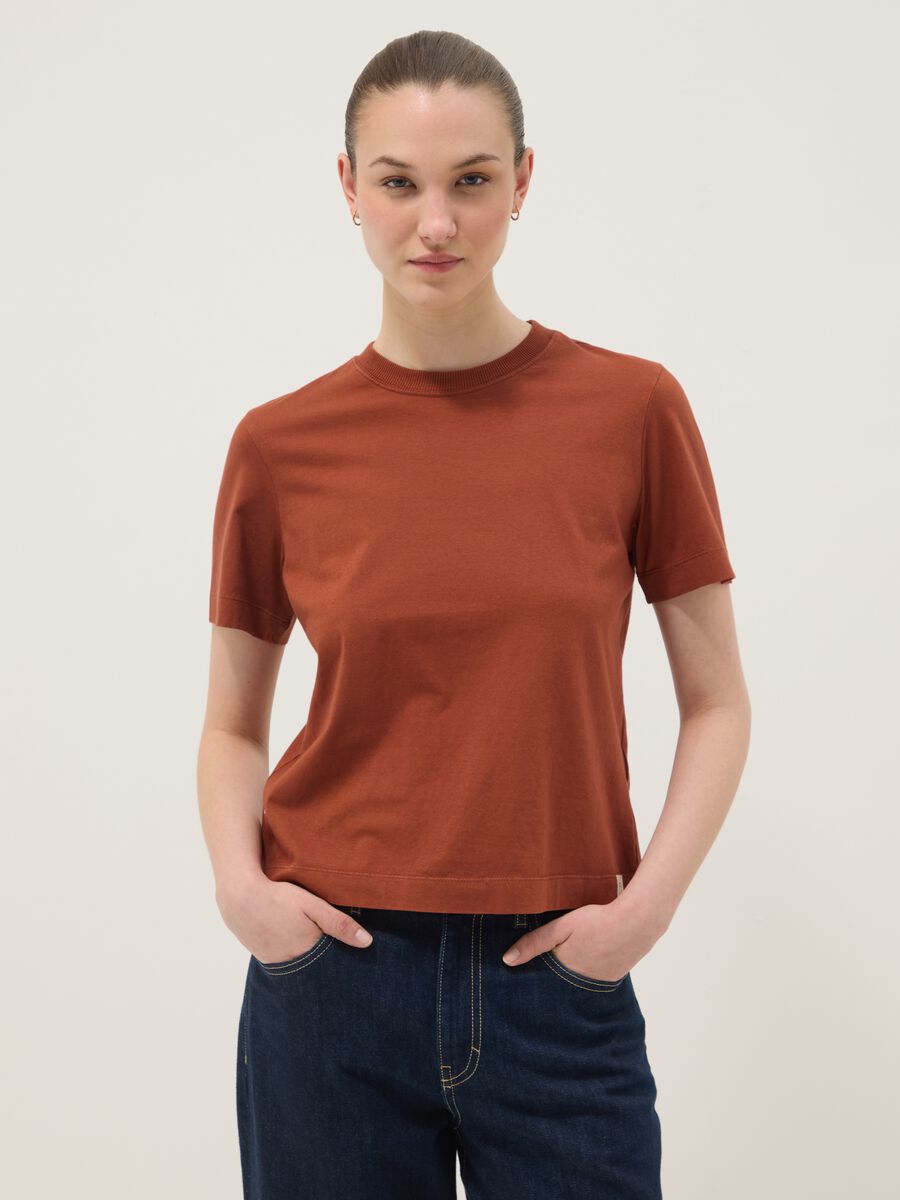 Red short-sleeved pure cotton T-shirt, regular fit_2