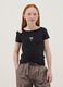Black stretch cotton slim-fit girls' t-shirt_0