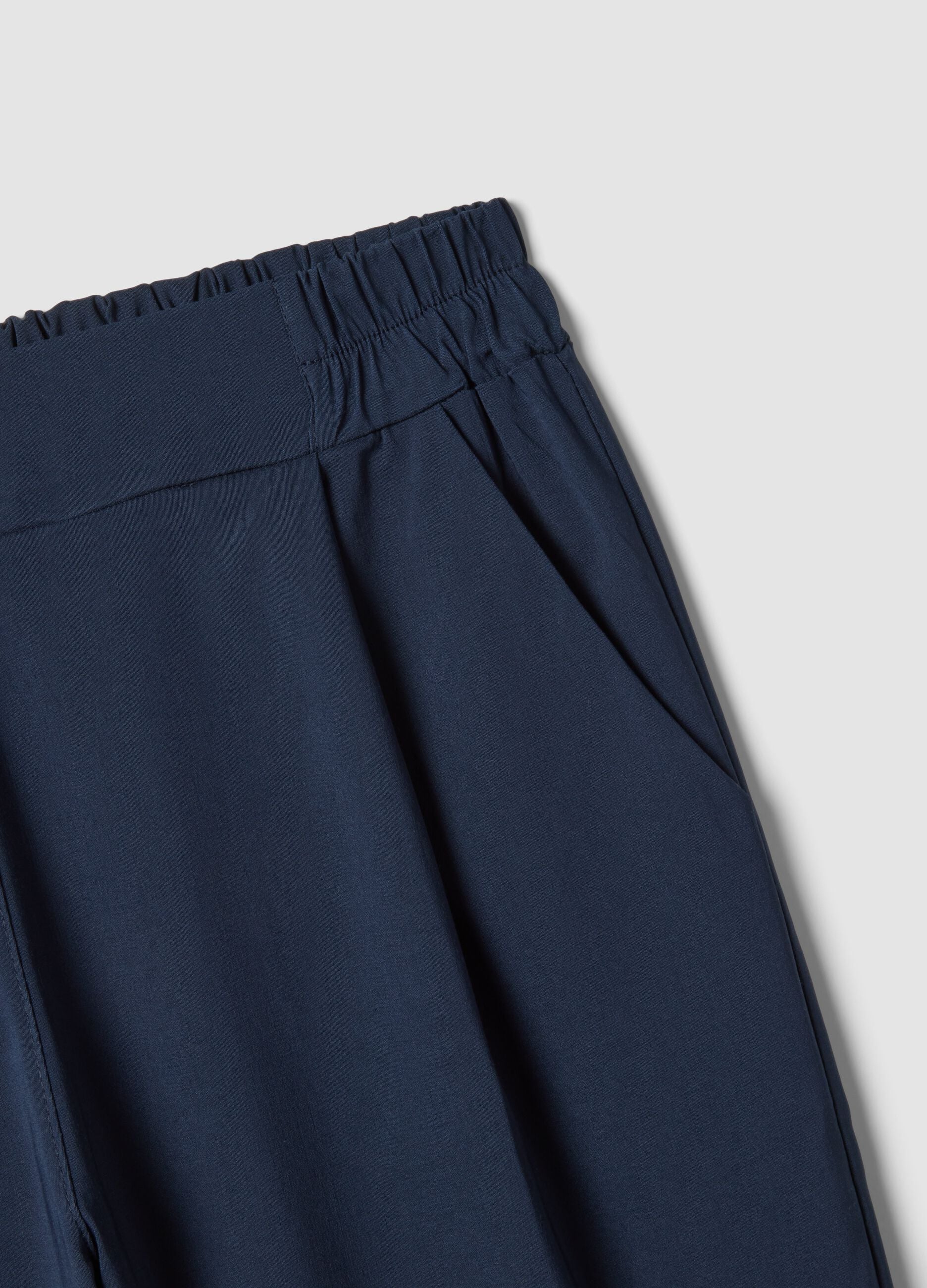 Blue stretch viscose trousers, regular fit