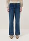 Wide-leg trousers in blue stretch cotton denim blend_1