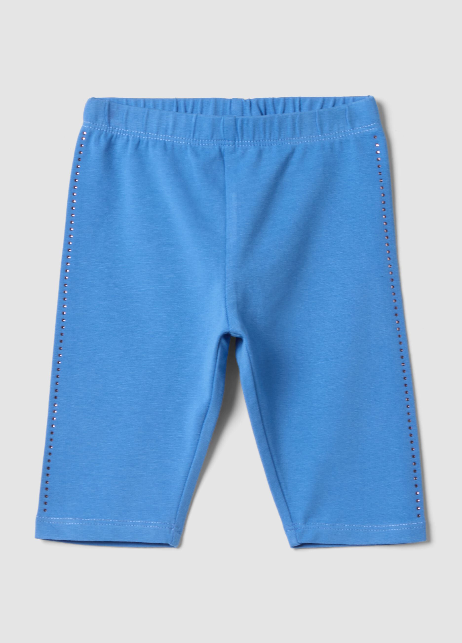Girls&rsquo; slim-fit sky-blue organic stretch-cotton leggings