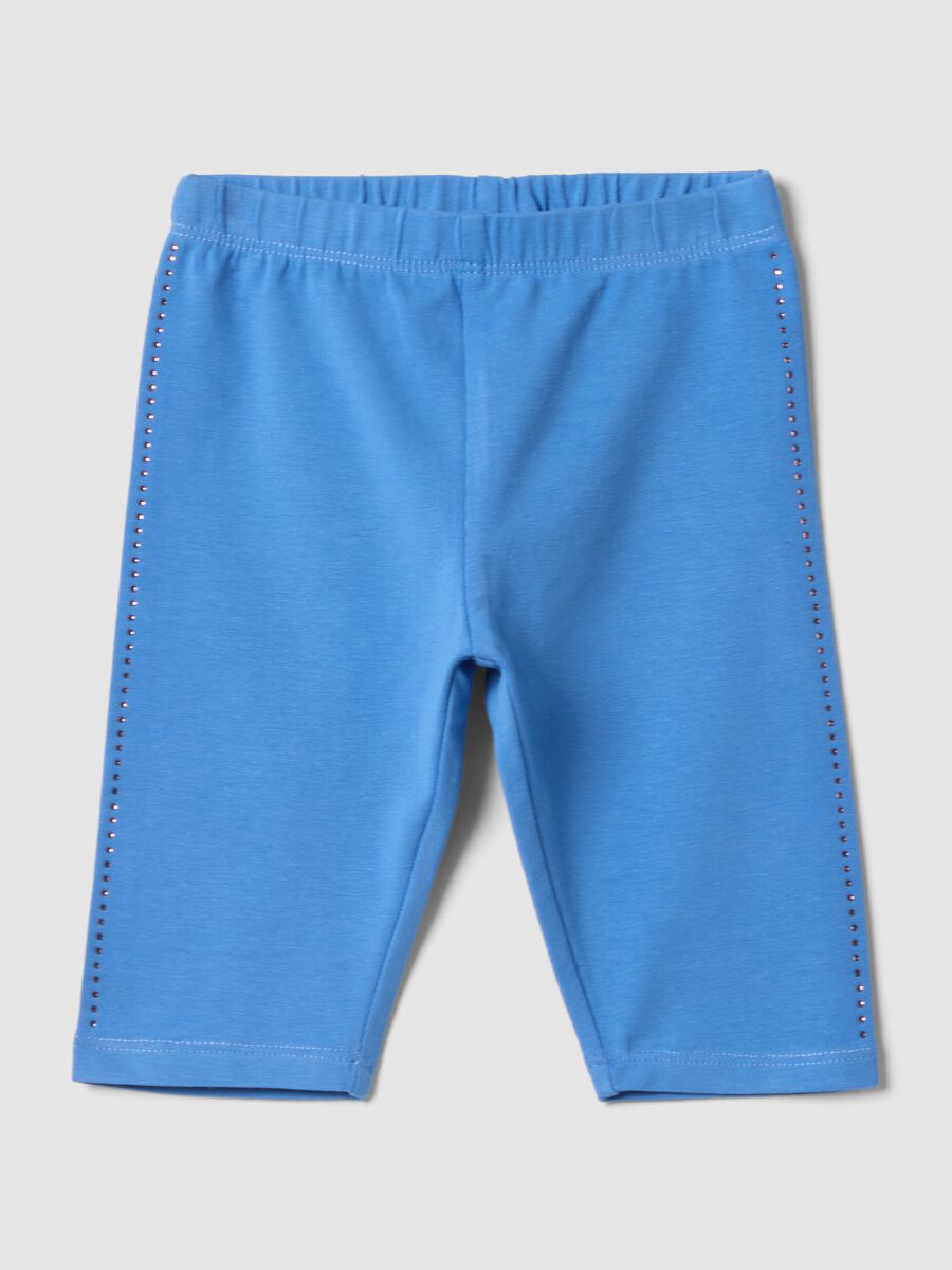 Leggings azzurri in cotone organico elasticizzato da bimba slim fit_0