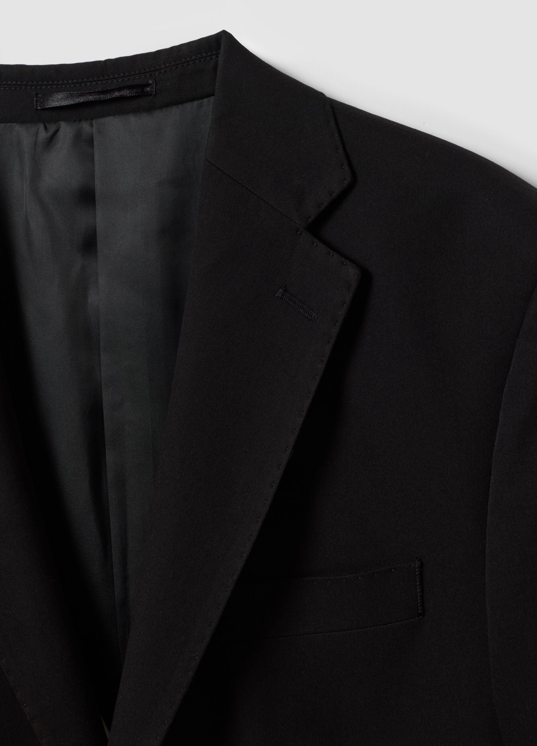 Black stretch viscose blazer with classic lapels