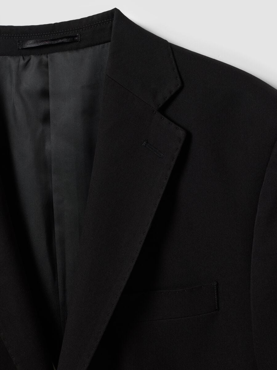 Blazer nero in viscosa elasticizzata con revers classici_5