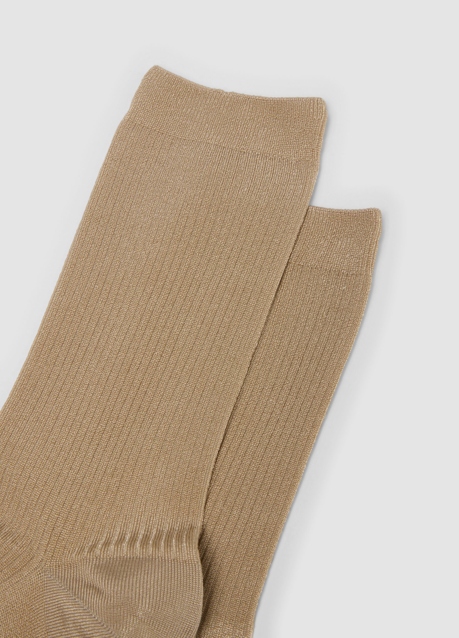 Beige long socks in stretch viscose